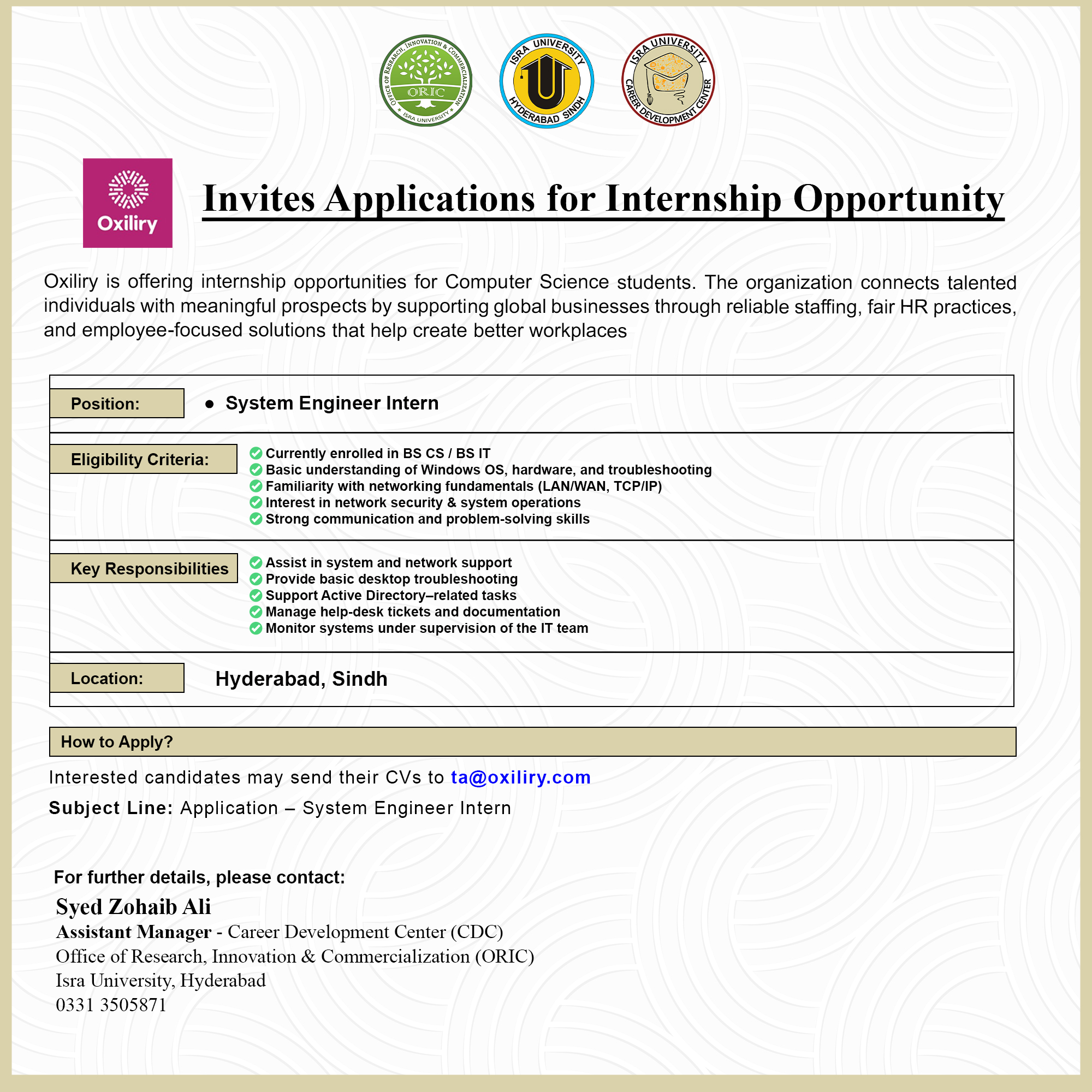 Internship Opportunity for Computer Science Students